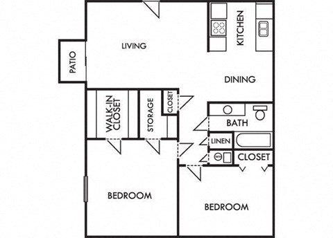 a floor plan of a small house with a kitchen and a living room